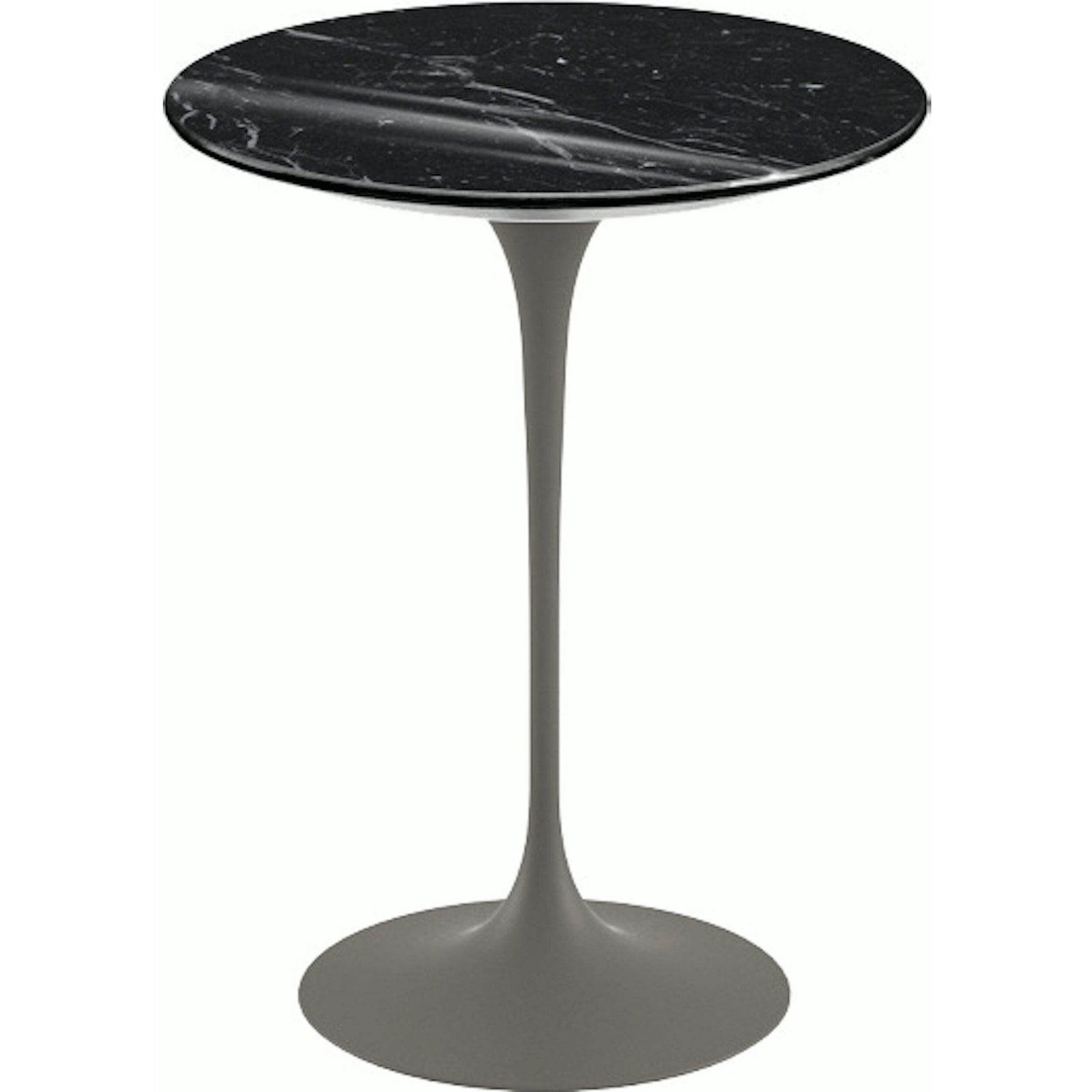 Saarinen Side Table - 16" Round side/end table Knoll Grey Nero Marquina marble, Shiny finish