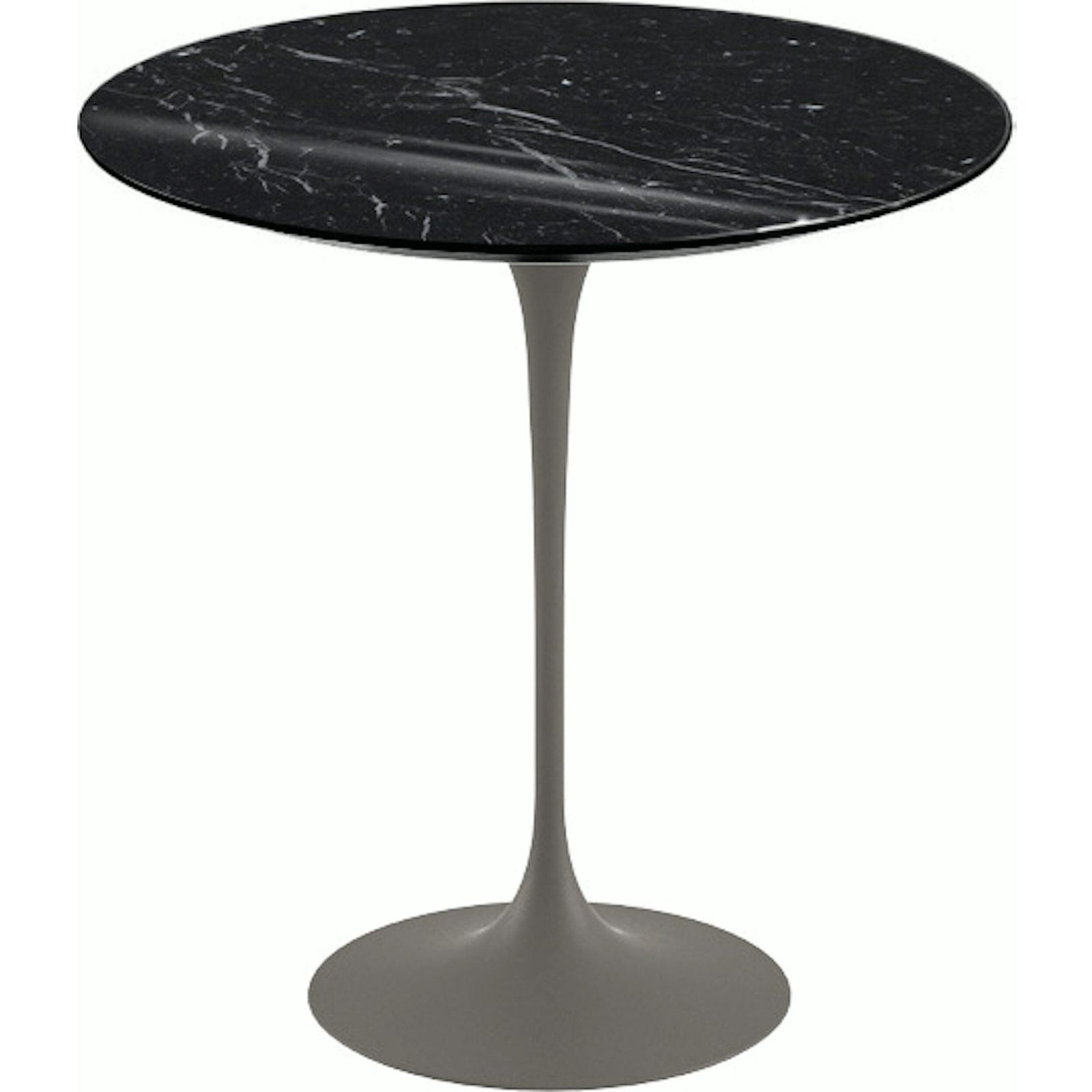 Saarinen Side Table - 20” Round side/end table Knoll Grey Nero Marquina marble, Shiny finish