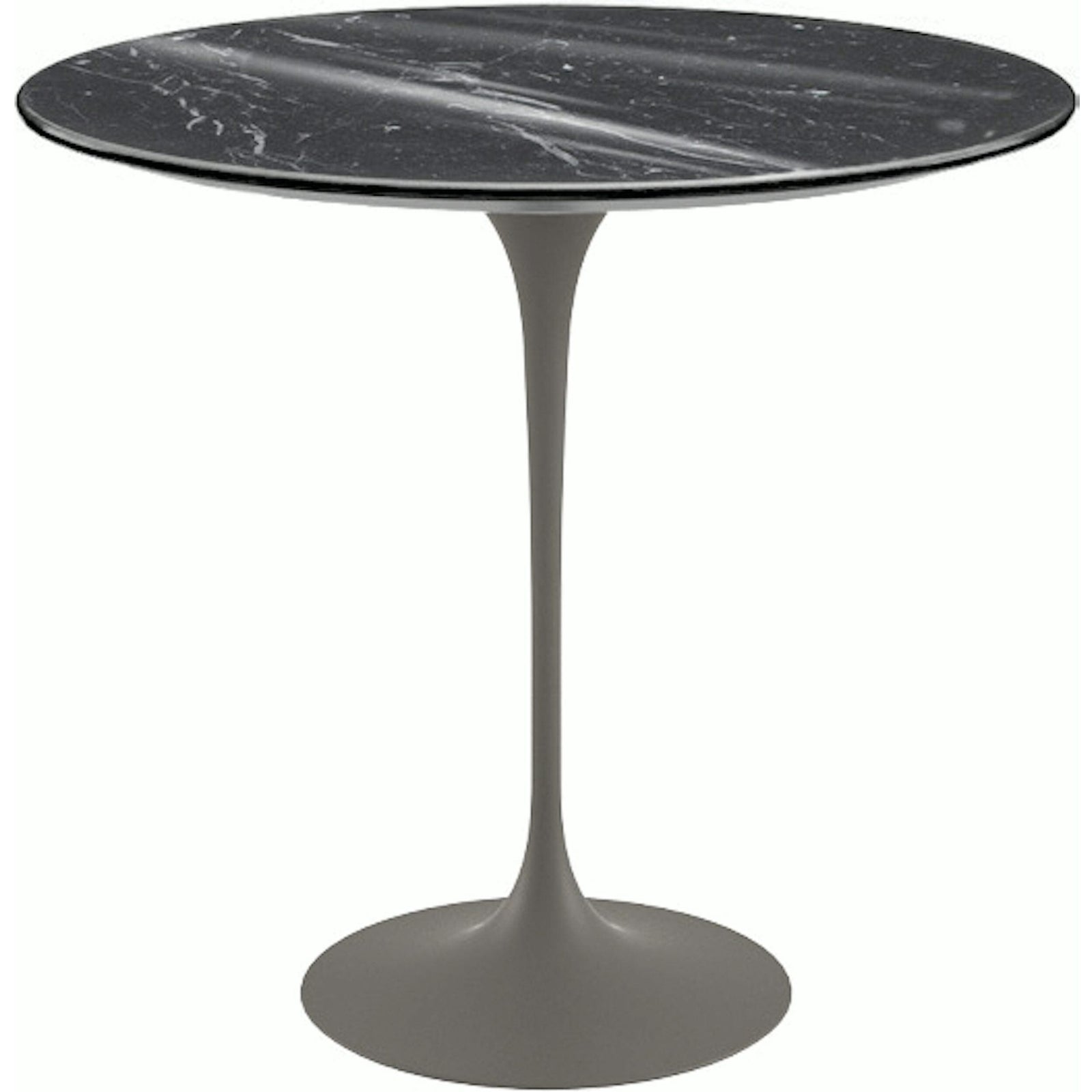 Saarinen Side Table - 22” Oval side/end table Knoll Grey Nero Marquina marble, Shiny finish