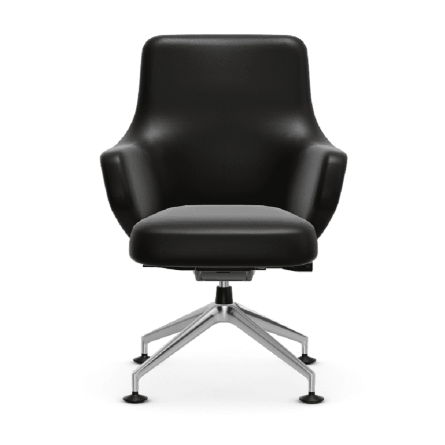 Grand Conference Lowback Chair task chair Vitra Leather - Nero Glides for carpet