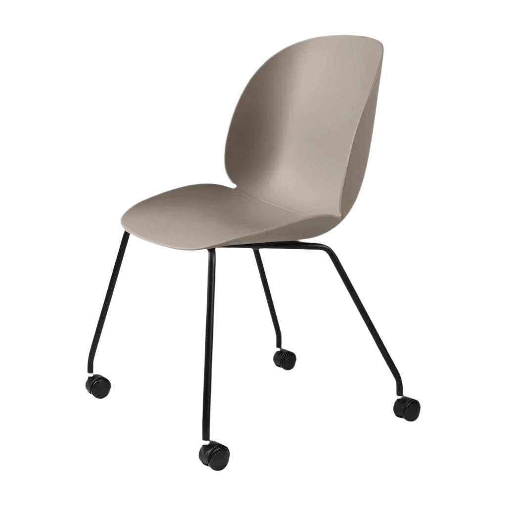 Beetle Meeting Chair 4 Legs with Castors Chairs Gubi New Beige