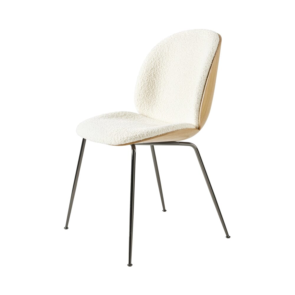 Beetle Dining Chair with Conic Base - Veneer Shell - Front Upholstered Chairs Gubi
