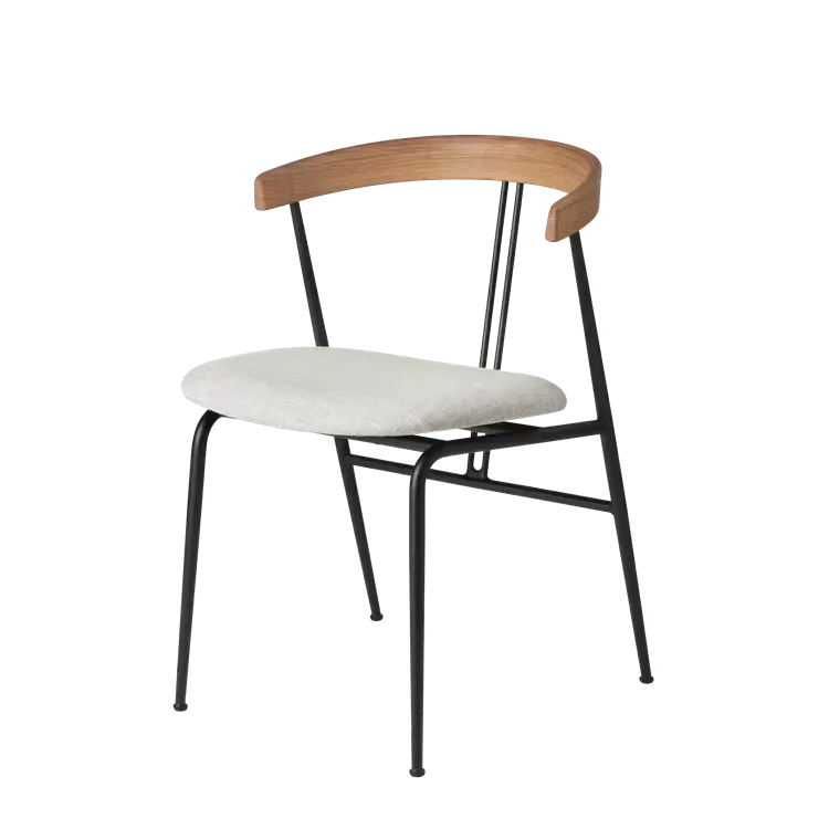 Violin Dining Chair With Wood Backrest - Seat Upholstered Chairs Gubi Oak Dedar Karakorum 004