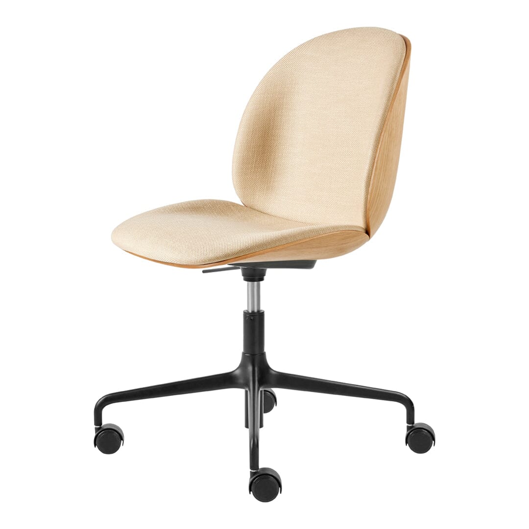 Beetle Meeting Chair 4-Star Base with Castors - Height Adjustable - Front Upholstered - Veneer Shell Chairs Gubi