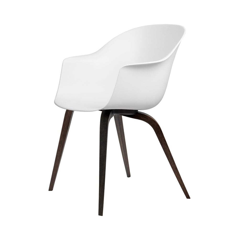 Bat Wood Base Dining Chair - Unupholstered Chairs Gubi Oak Semi Matt Lacquered Alabaster White