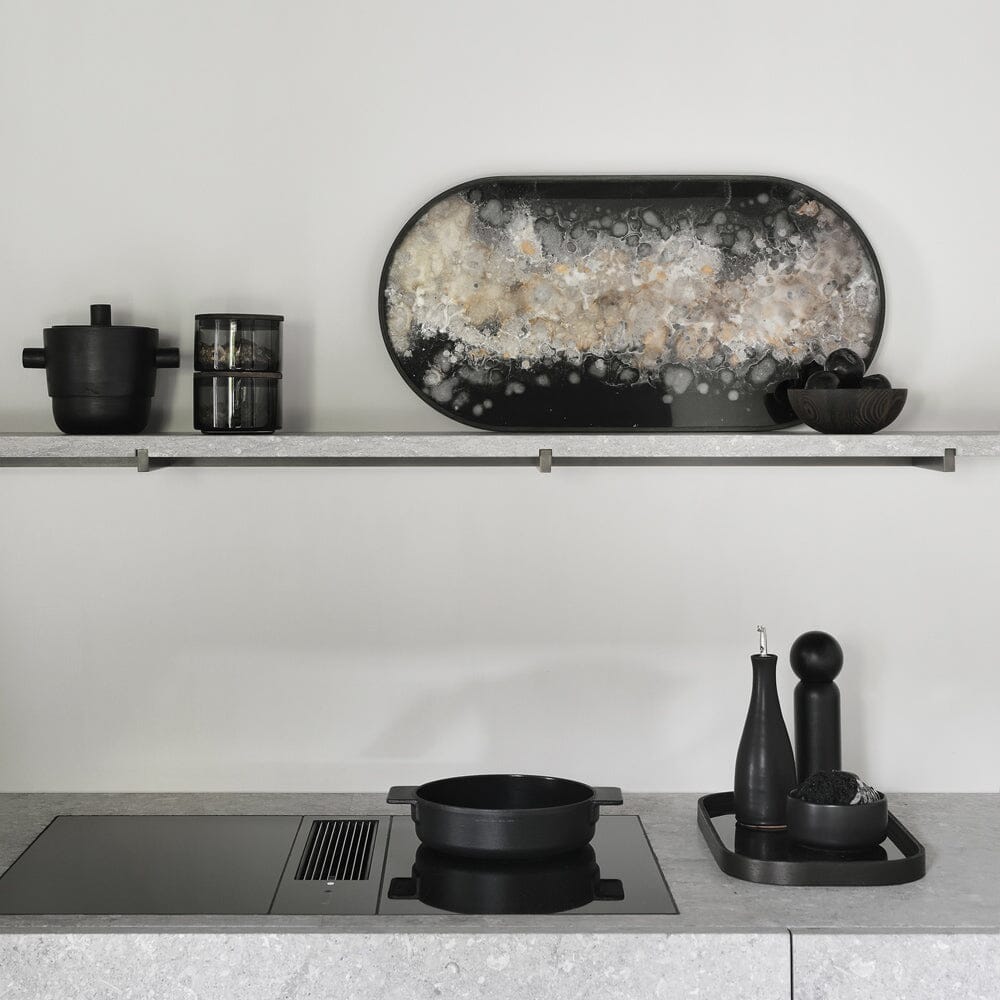 Oblong Black Organic Glass Tray Tray Ethnicraft