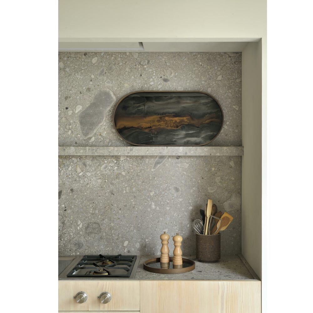 Oblong Bronze Organic Glass Tray Tray Ethnicraft