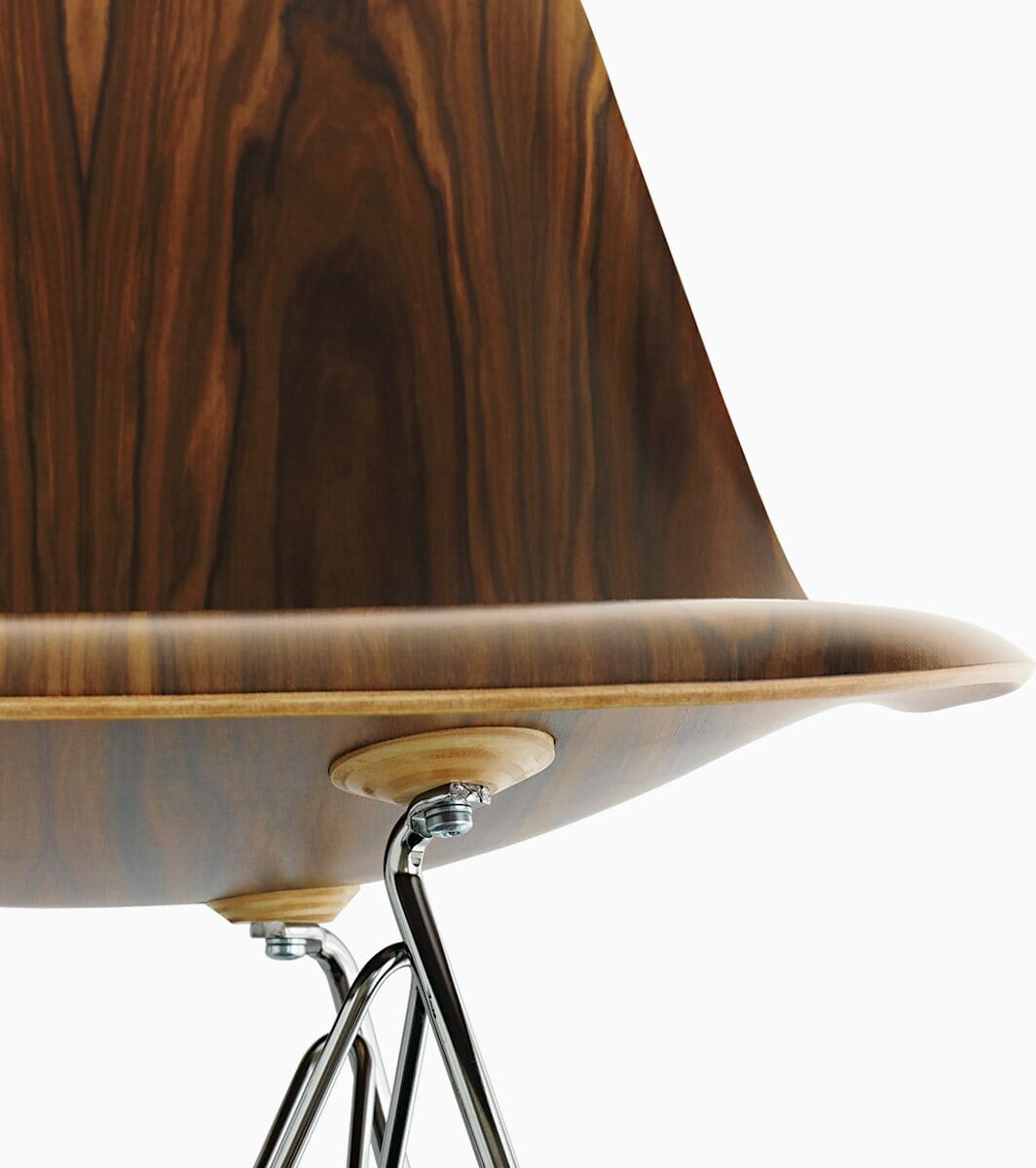 Eames Molded Wire Base Wood Side Chair with Seat Pad Side/Dining herman miller