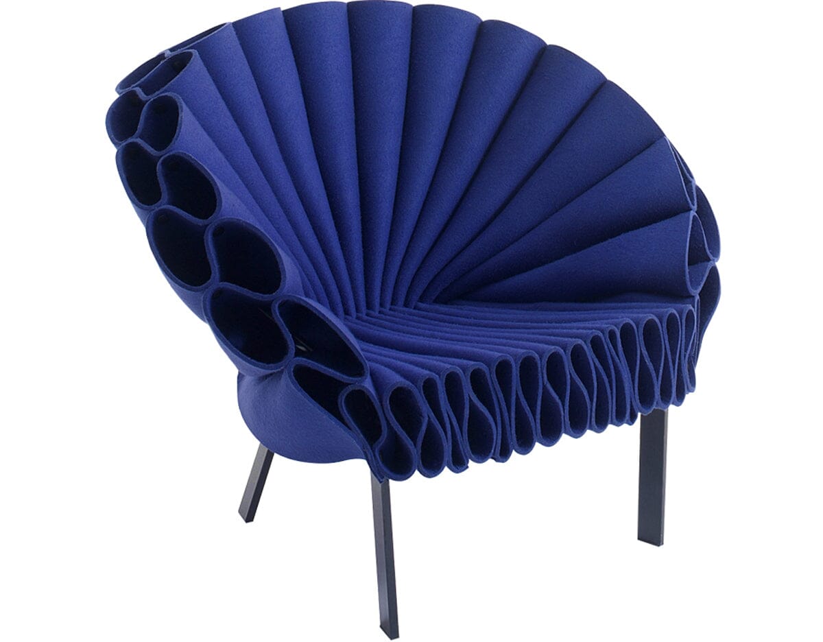 Peacock Chair Chair Cappellini Blue felt (PCK1 1713)