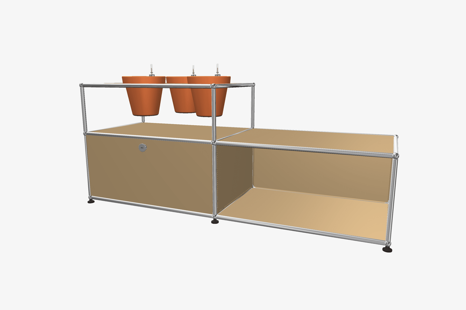 USM Haller Custom Side Table with Planter Panel (4 Planters included) Desks USM USM Beige Terracotta