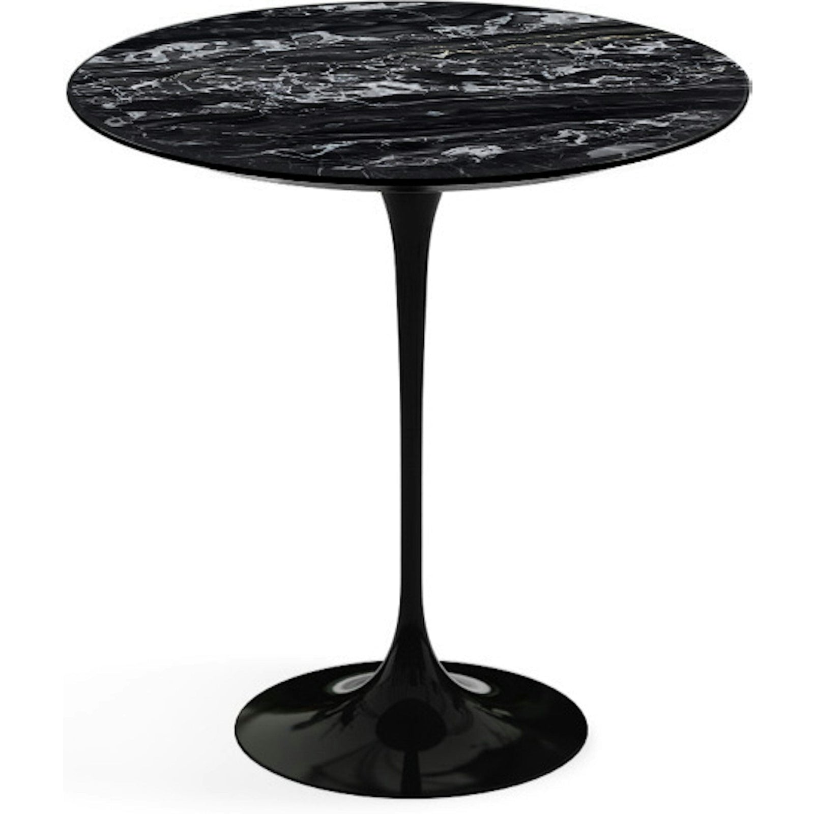 Saarinen Side Table - 20” Round side/end table Knoll Black Portoro marble, Satin finish