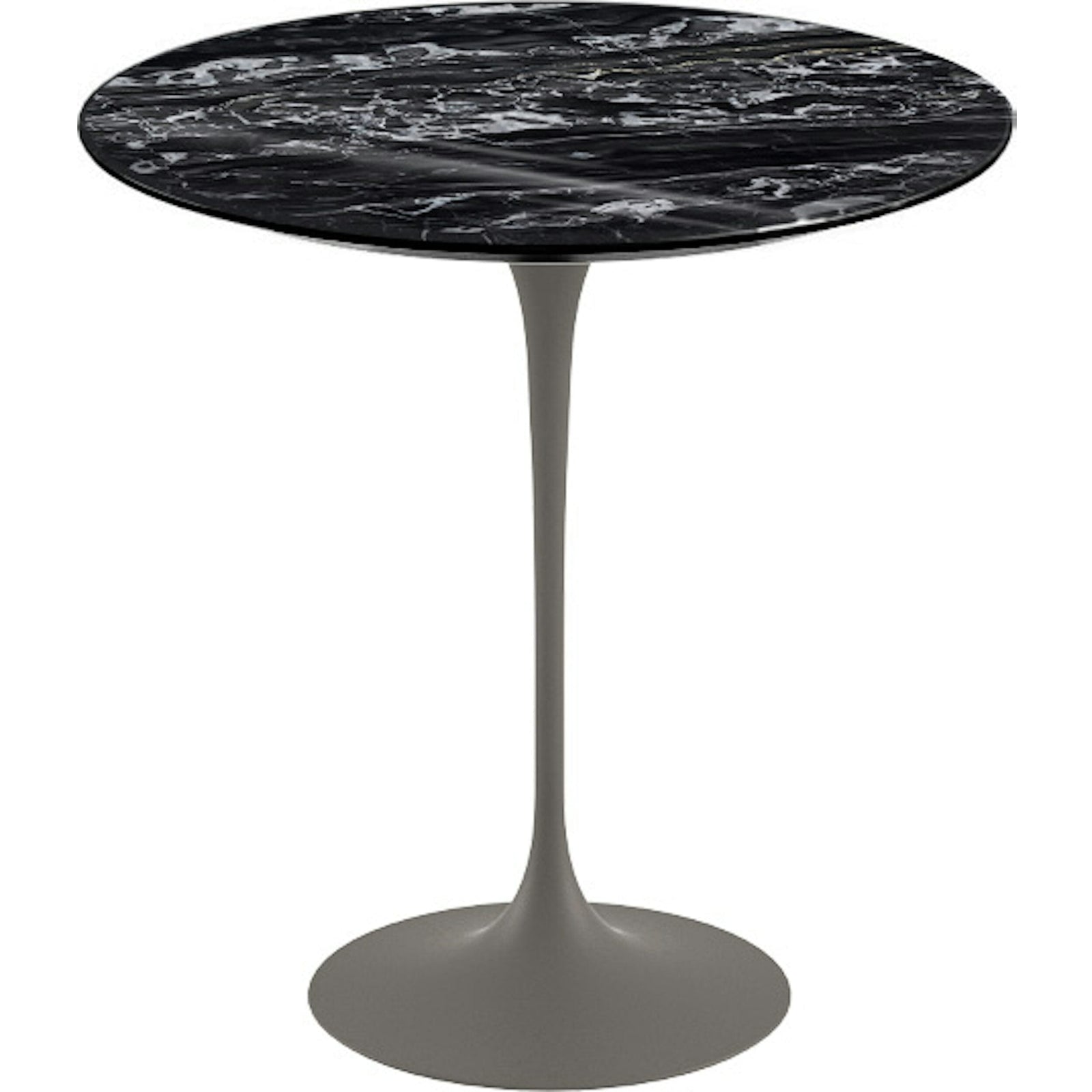Saarinen Side Table - 20” Round side/end table Knoll Grey Portoro marble, Shiny finish
