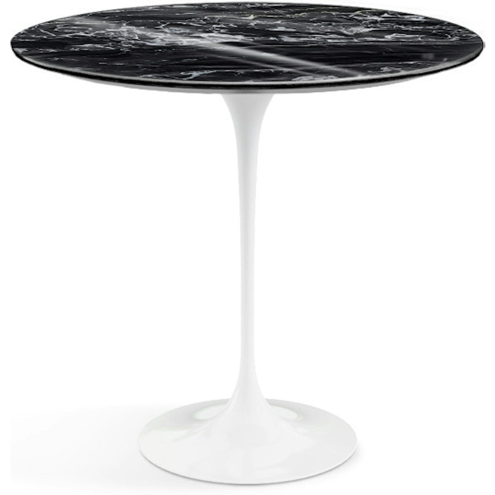 Saarinen Side Table - 22” Oval side/end table Knoll White Portoro marble, Shiny finish