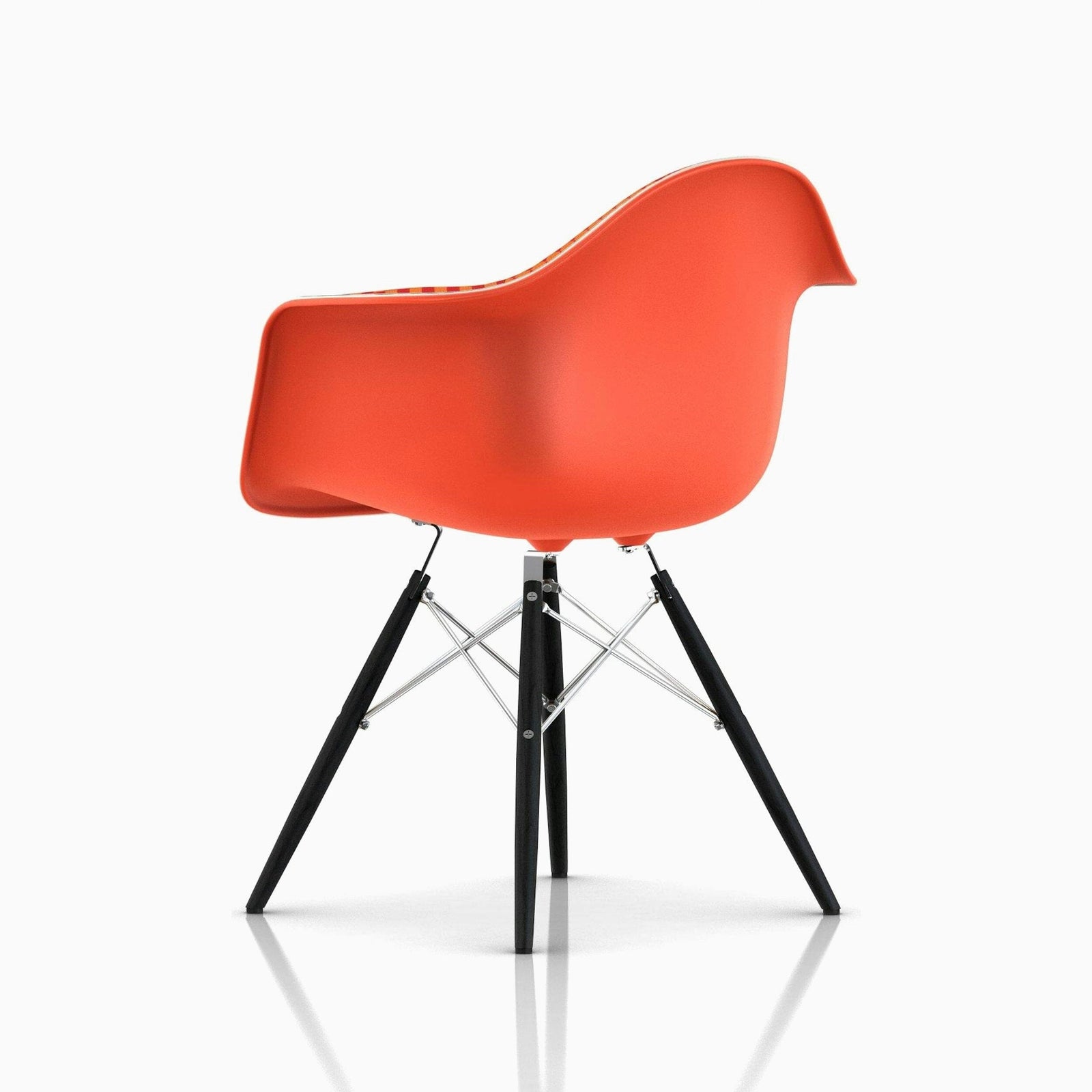 Eames Molded Plastic Upholstered Arm Chair with Wood Dowel Base Side/Dining herman miller