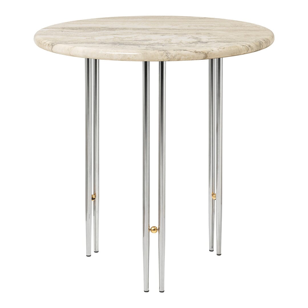 IOI Side Table side table Gubi Rippled Beige Chrome Base / Brass Sphere