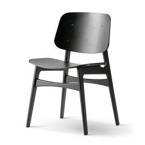 Soborg 3050 Wood Base Chair Dining Chair Fredericia Black Lacquered Oak 