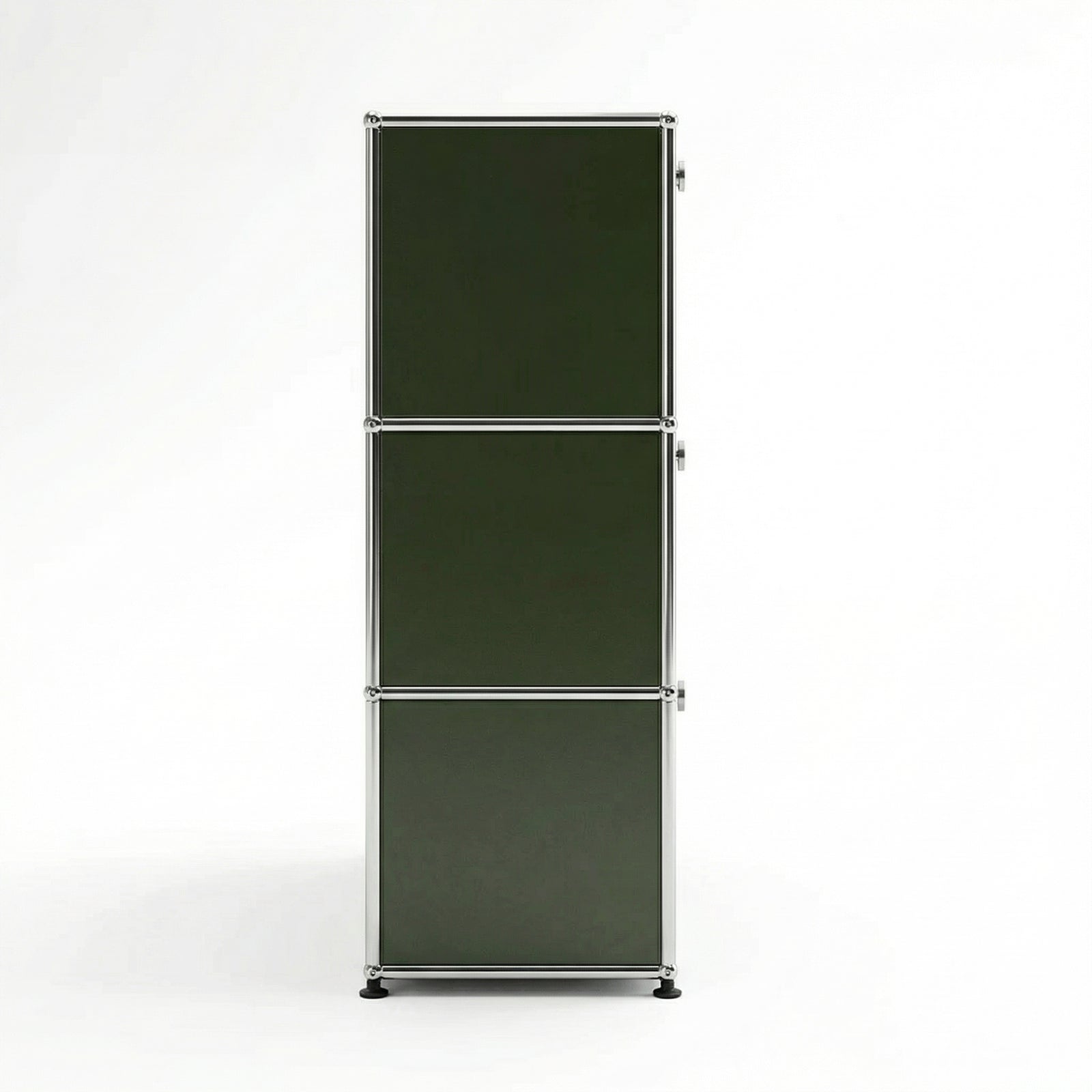 Side view of Special USM Haller Media 3-Unit in Olive Green