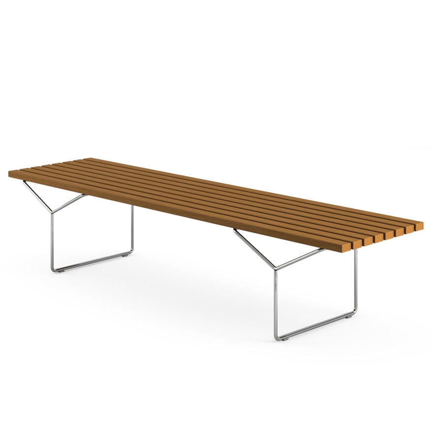 Bertoia Bench Benches Knoll Stainless steel base - Teak slats