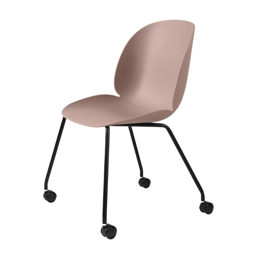 Beetle Meeting Chair 4 Legs with Castors Chairs Gubi Sweet Pink