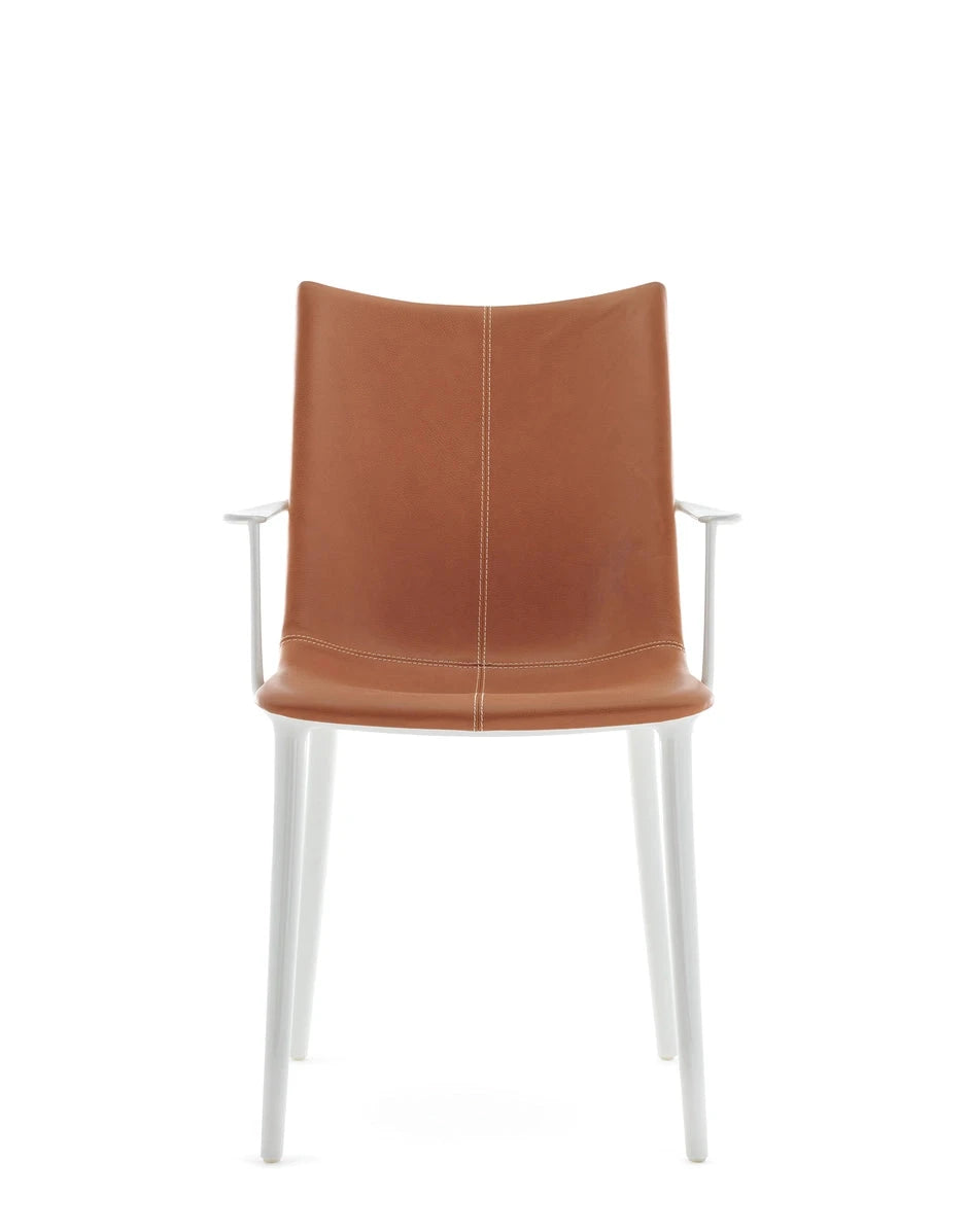 H.H.H. Chair Upholstered Armchair Kartell Eco-friendly texture - tobacco / white