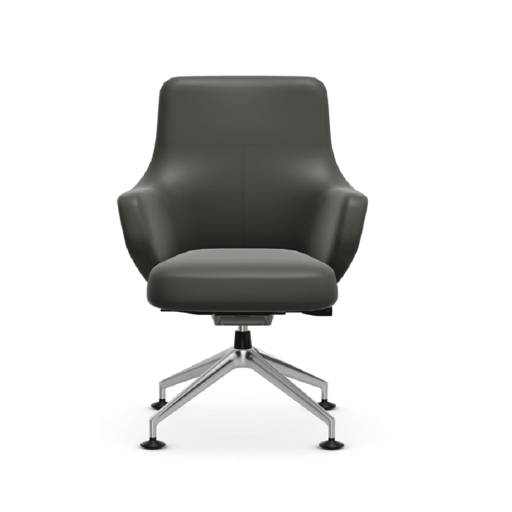 Grand Conference Lowback Chair task chair Vitra Leather Premium F - Umbra Grey 61 +$1000.00 Glides for carpet