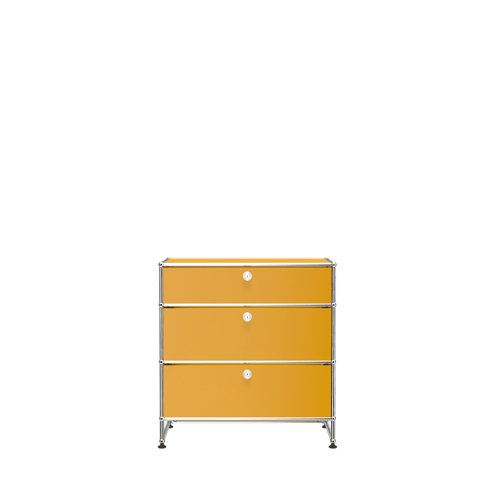 USM Haller 3 Drawer Storage Y storage USM Golden Yellow