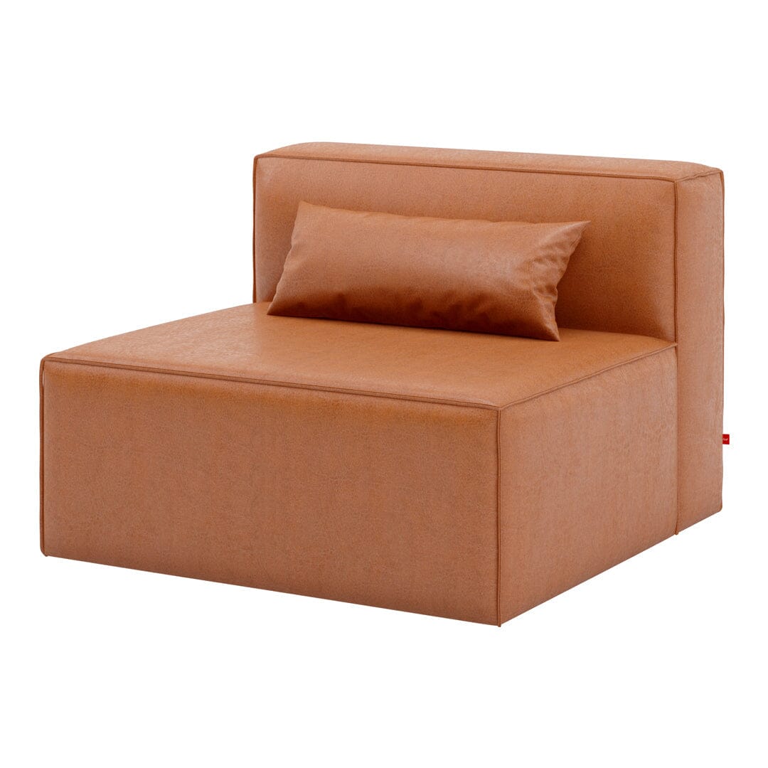 Mix Modular Armless Chair Armless Chair Gus Modern Vegan Appleskin Leather Cognac