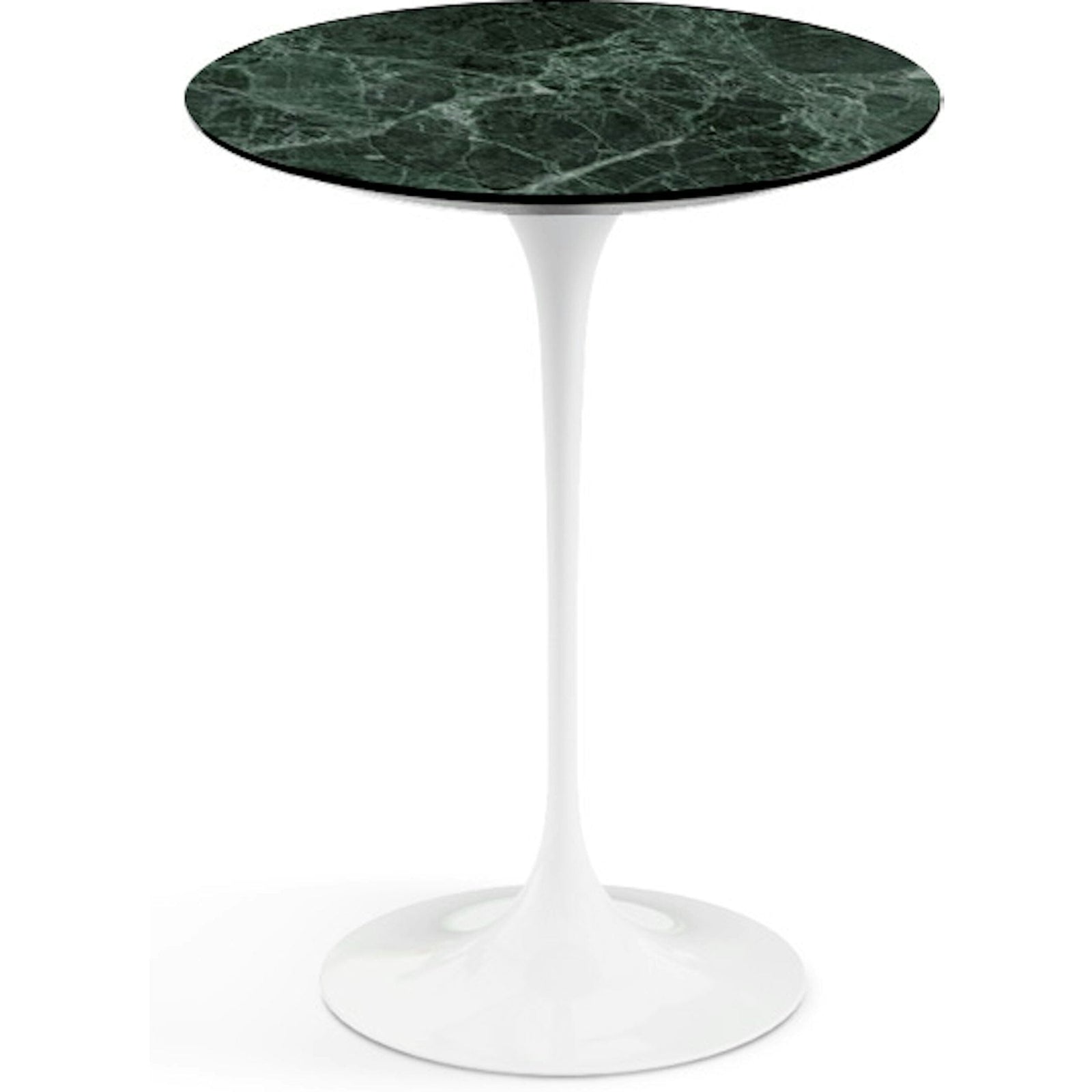 Saarinen Side Table - 16" Round side/end table Knoll White Verde Alpi marble, Satin finish