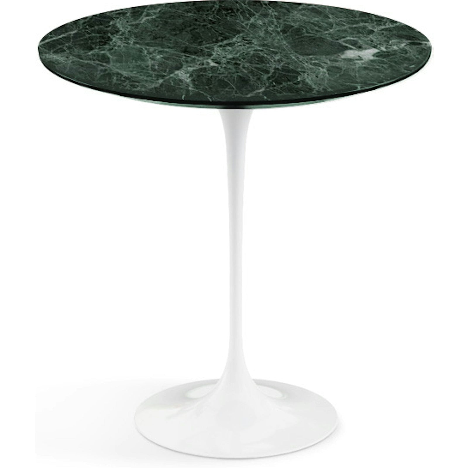 Saarinen Side Table - 20” Round side/end table Knoll White Verde Alpi marble, Satin finish