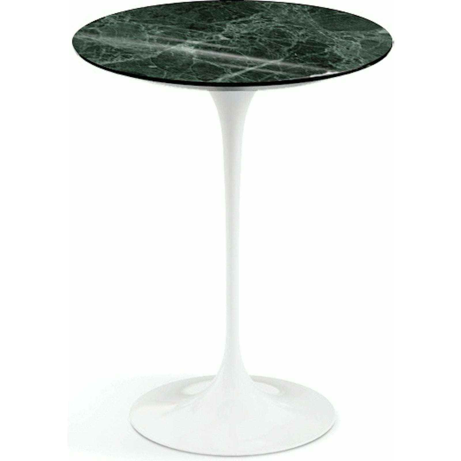 Saarinen Side Table - 16" Round side/end table Knoll White Verde Alpi marble, Shiny finish