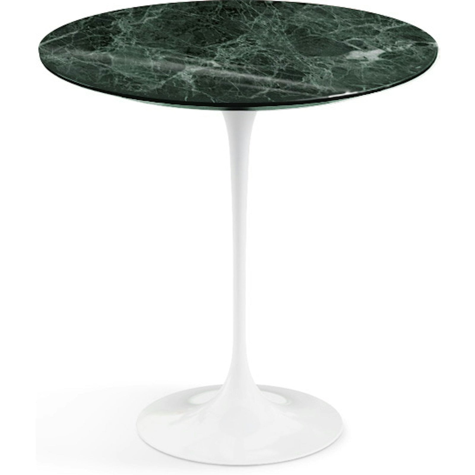 Saarinen Side Table - 20” Round side/end table Knoll White Verde Alpi marble, Shiny finish