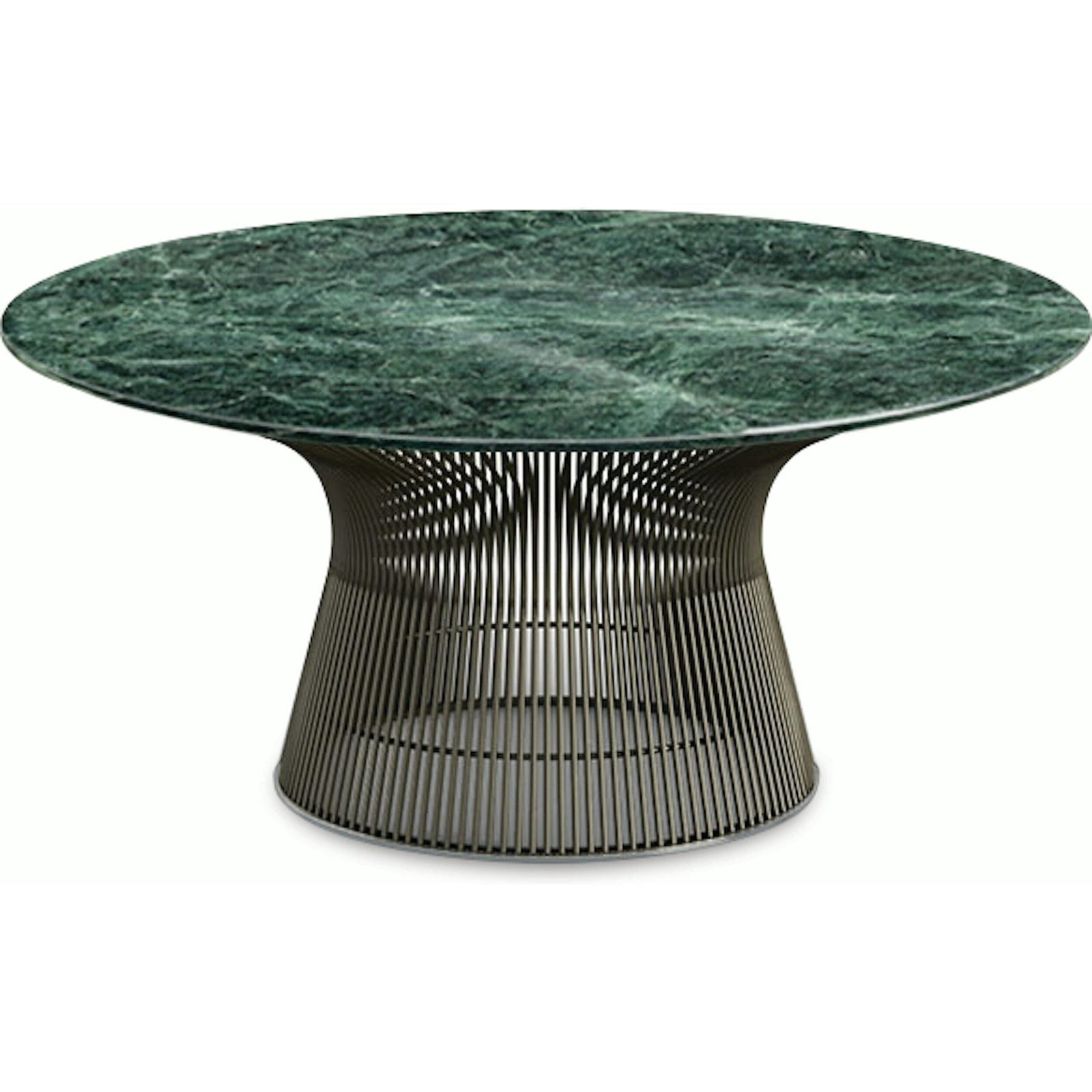 Platner Bronze 36" Coffee Table Coffee Tables Knoll Polished Finish Verdi Alpi Marble Top: Green