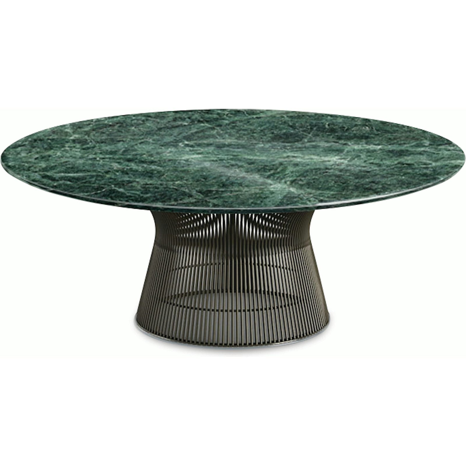Platner Bronze 42" Coffee Table Coffee Tables Knoll Polished Finish Verdi Alpi Marble Top: Green