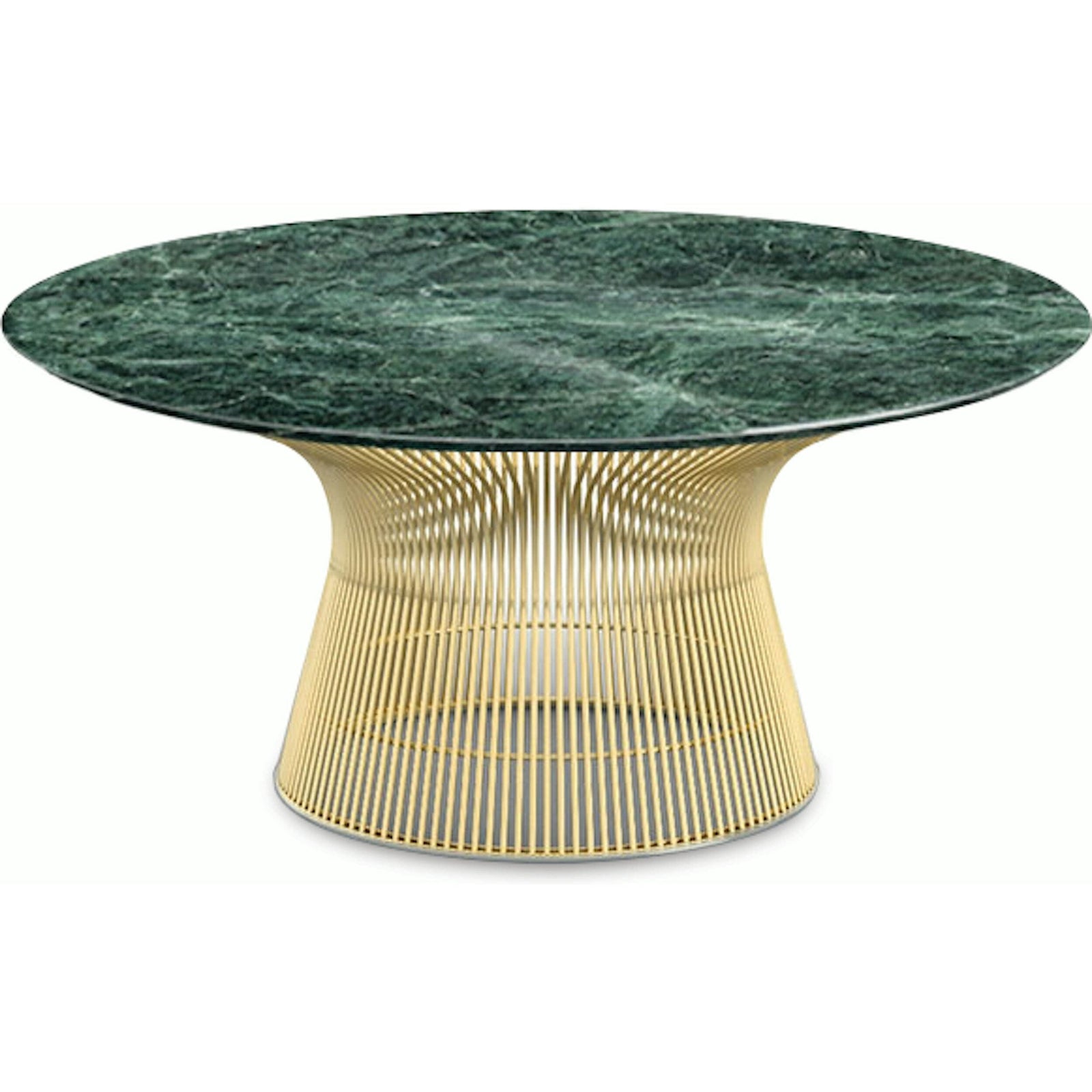 Platner Coffee Table - 36" in Gold Coffee Tables Knoll 18K Gold plated Verde Alpi marble, Polished finish