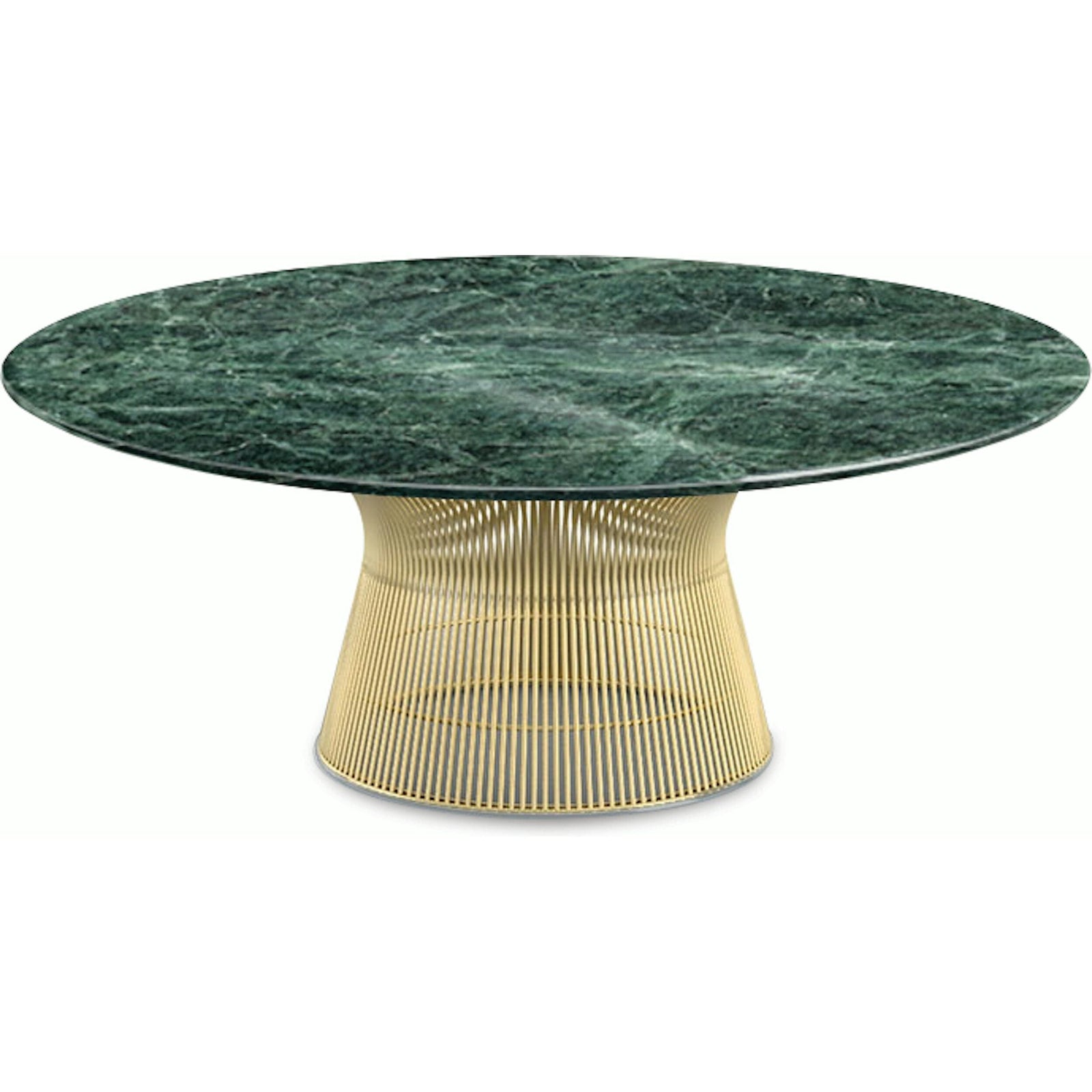 Platner Coffee Table - 42" in Gold Coffee Tables Knoll 18K Gold plated Verde Alpi marble, Polished finish