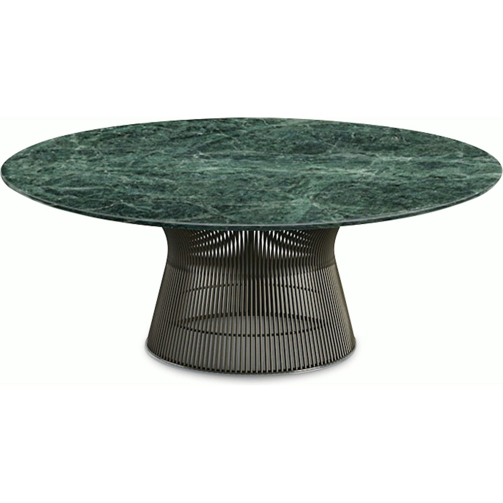 Platner Bronze 42" Coffee Table Coffee Tables Knoll Satin Finish Verdi Alpi Marble Top: Green