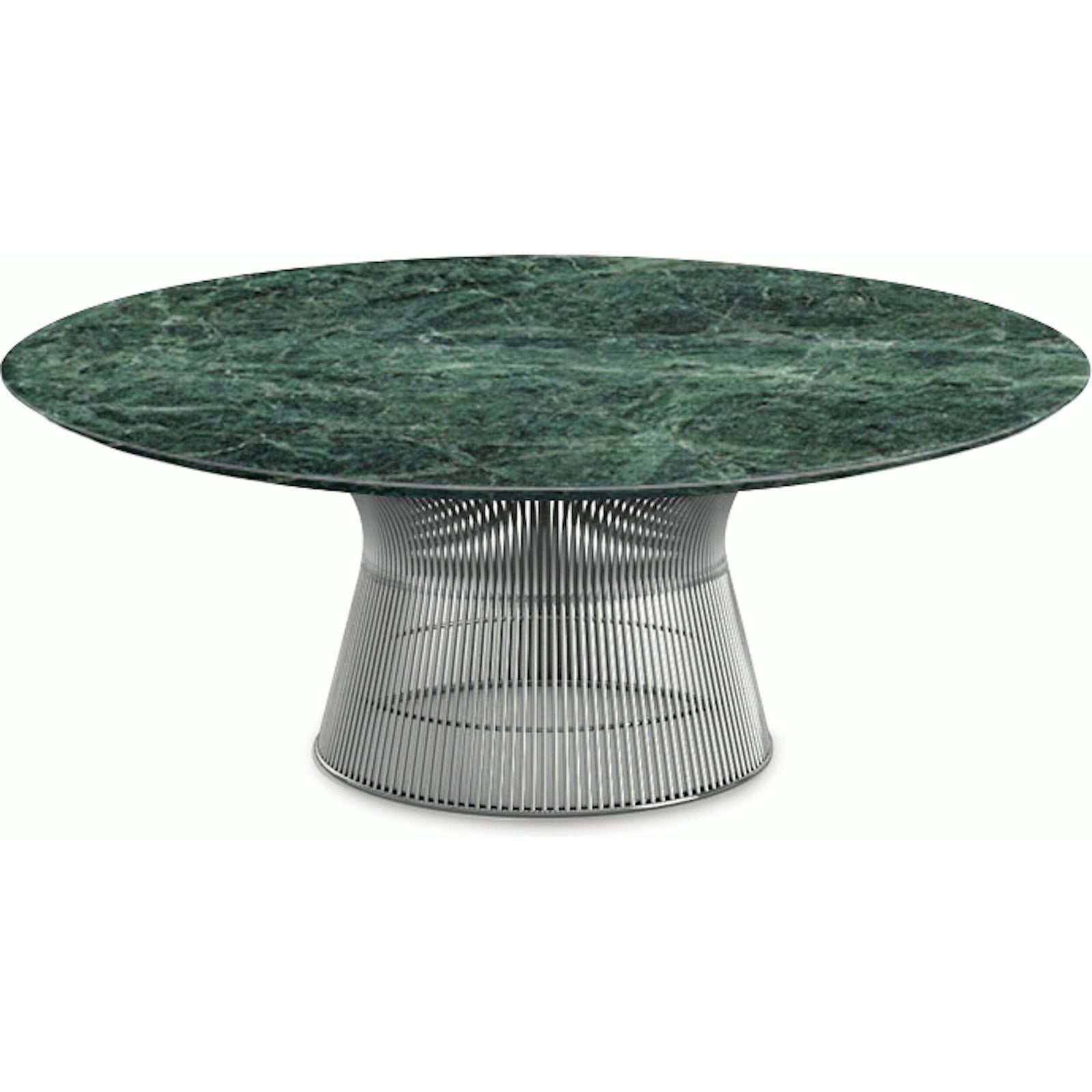 Platner Nickel 42" Coffee Table Coffee Tables Knoll Satin Finish Verdi Alpi Marble Top: Green