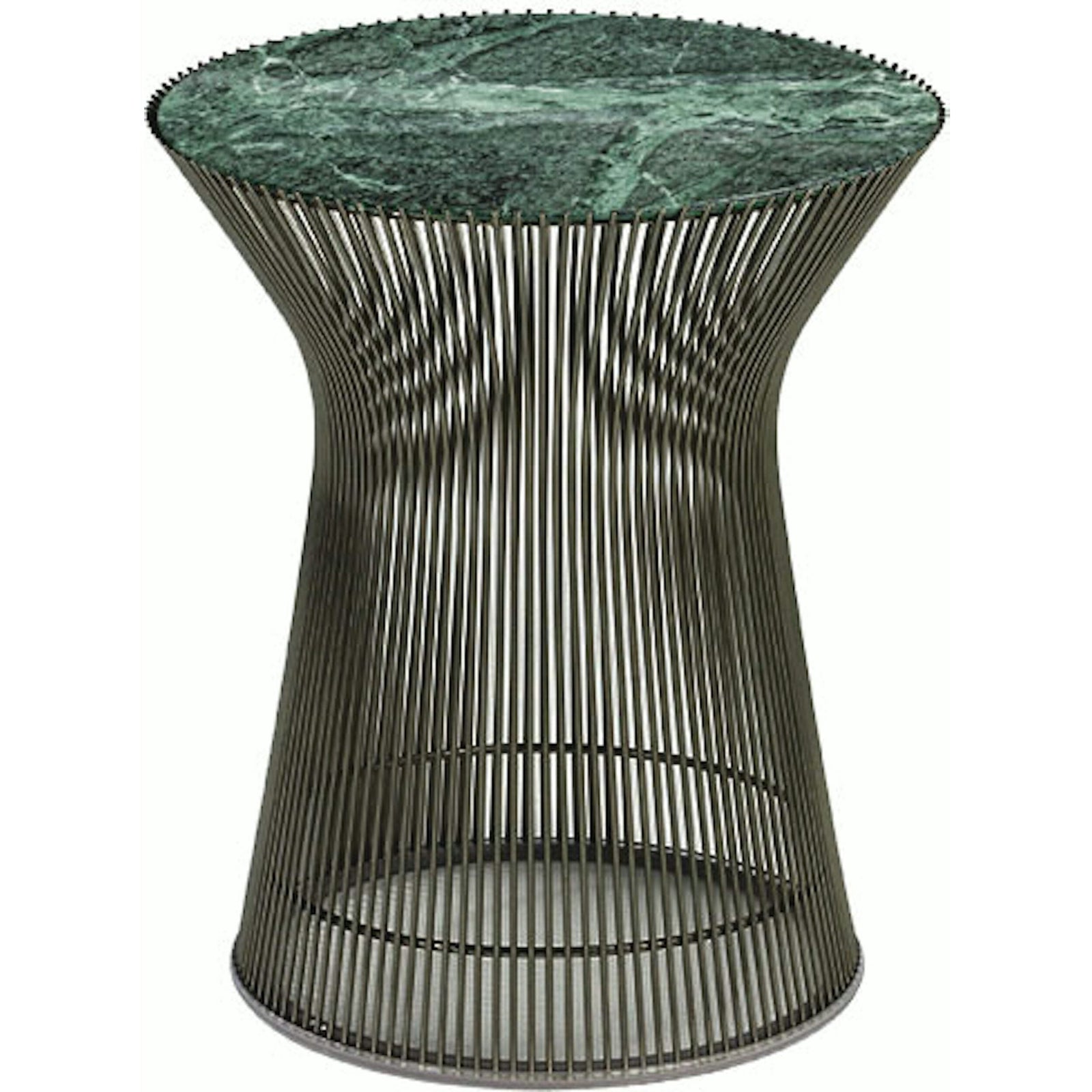 Platner Side Table side/end table Knoll Metallic Bronze Verde Alpi marble, Shiny finish