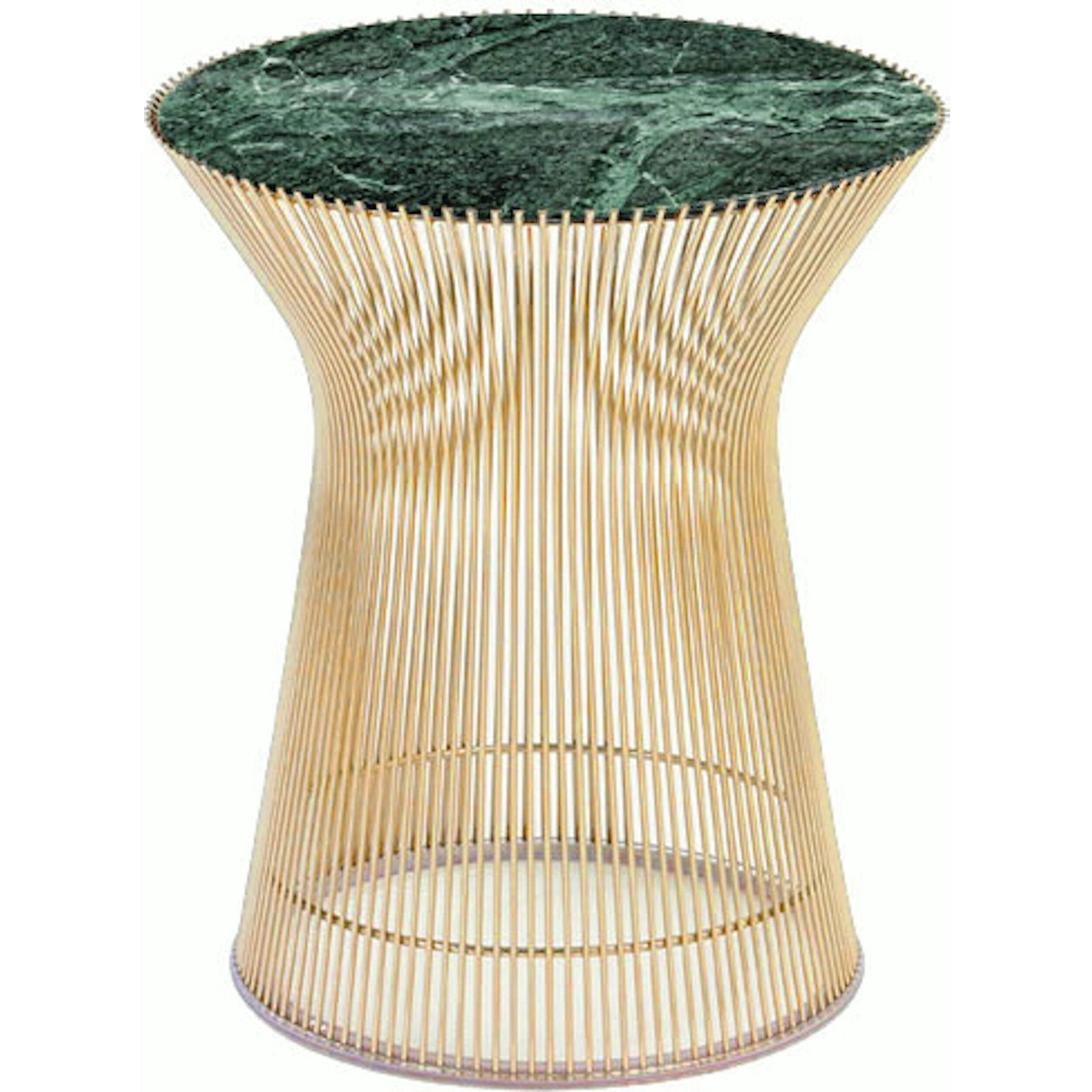 Platner Side Table - Gold side/end table Knoll 18K Gold plated Verde Alpi marble, Shiny finish