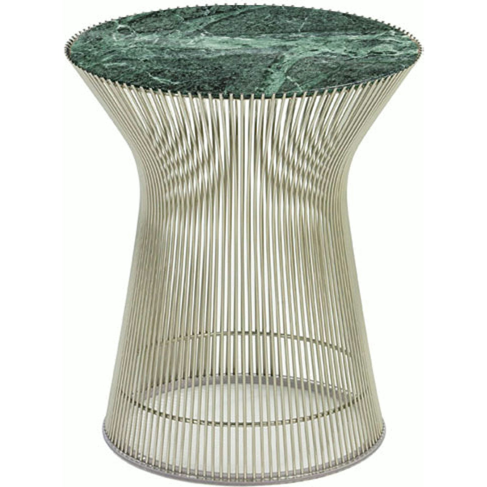 Platner Side Table side/end table Knoll Polished Nickel Verde Alpi marble, Shiny finish