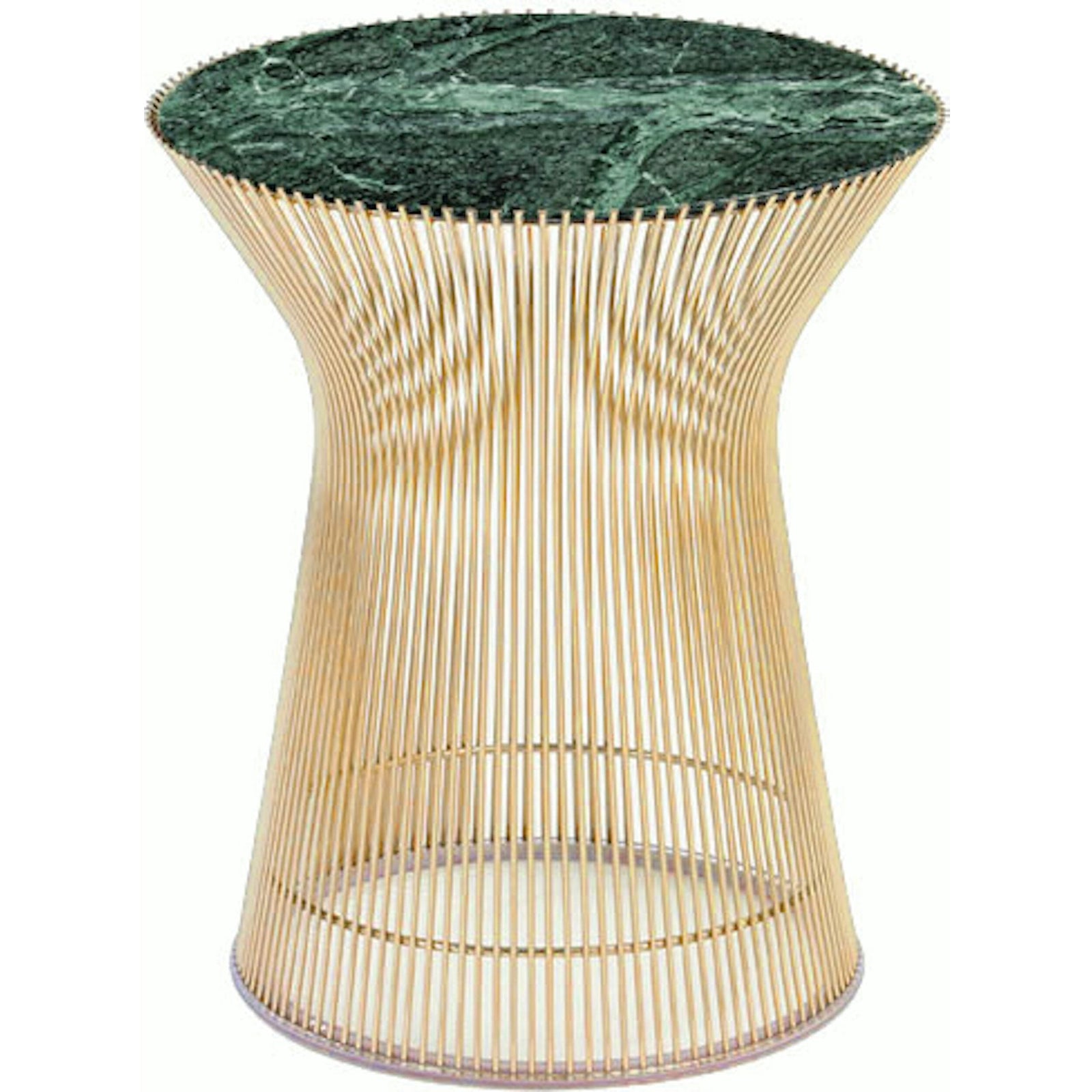 Platner Side Table - Gold side/end table Knoll 18K Gold plated Verde Alpi marble, Satin finish