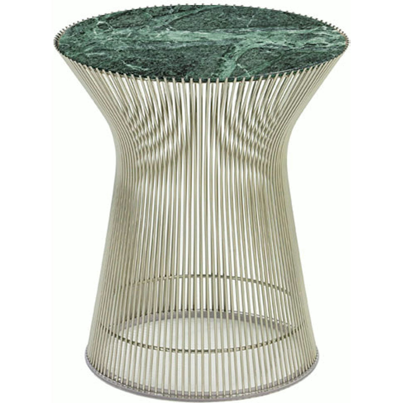 Platner Side Table side/end table Knoll Polished Nickel Verde Alpi marble, Satin finish