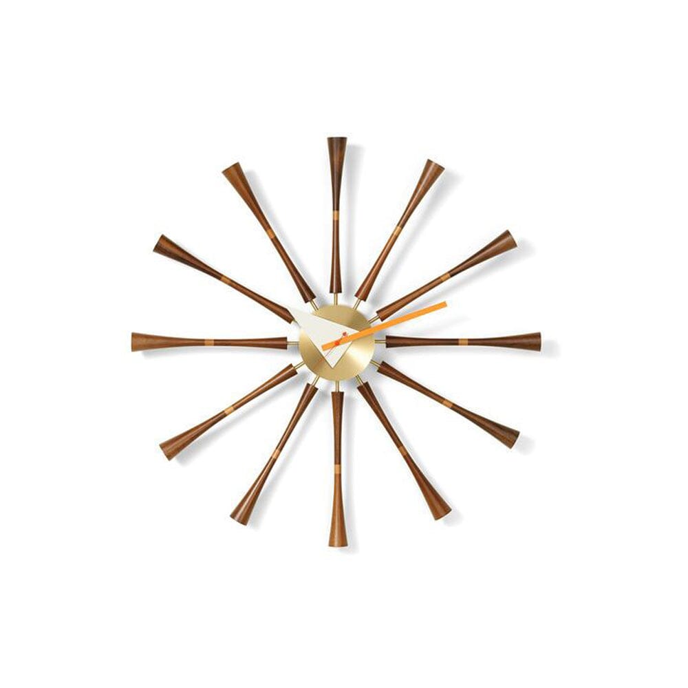 George Nelson Spindle Clock Clocks Vitra Aluminium, solid walnut