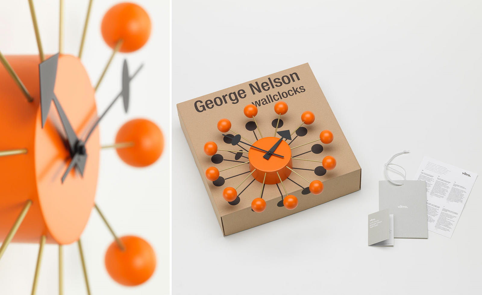 Nelson Ball Clock Orange Clocks Vitra