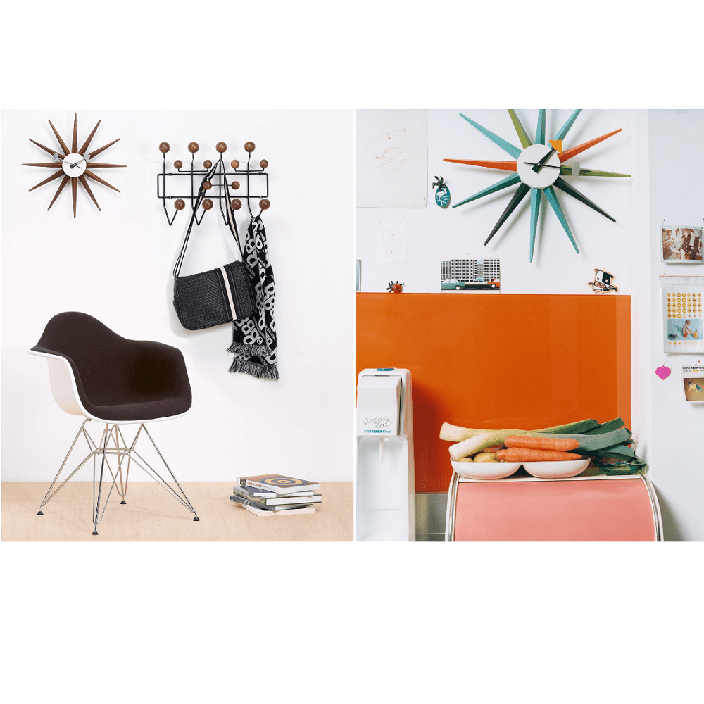 Nelson Sunburst Clock Walnut Clocks Vitra