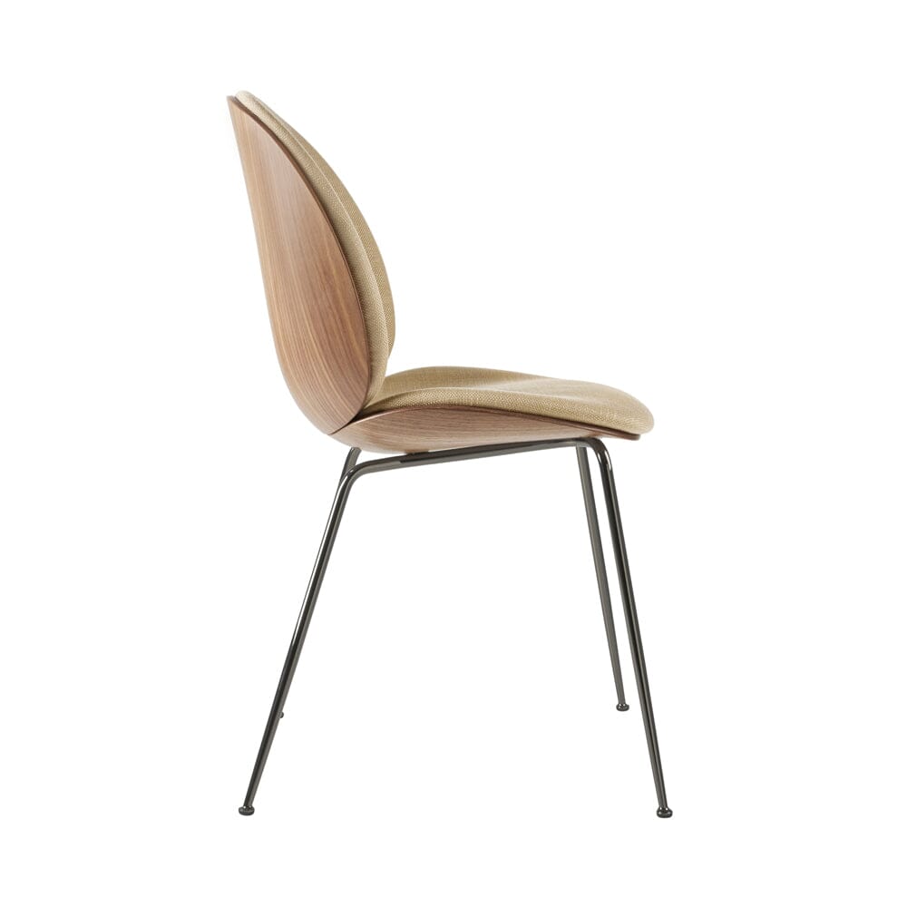 Beetle Dining Chair with Conic Base - Veneer Shell - Front Upholstered Chairs Gubi