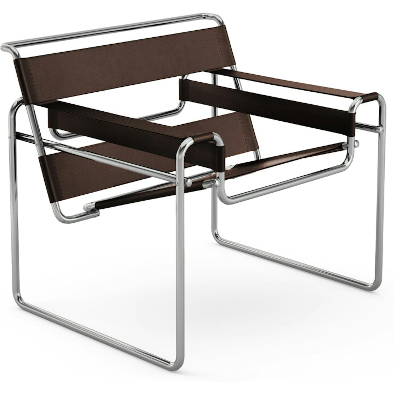 Wassily Chair lounge chair Knoll Belting Leather - Brown Polished Chrome