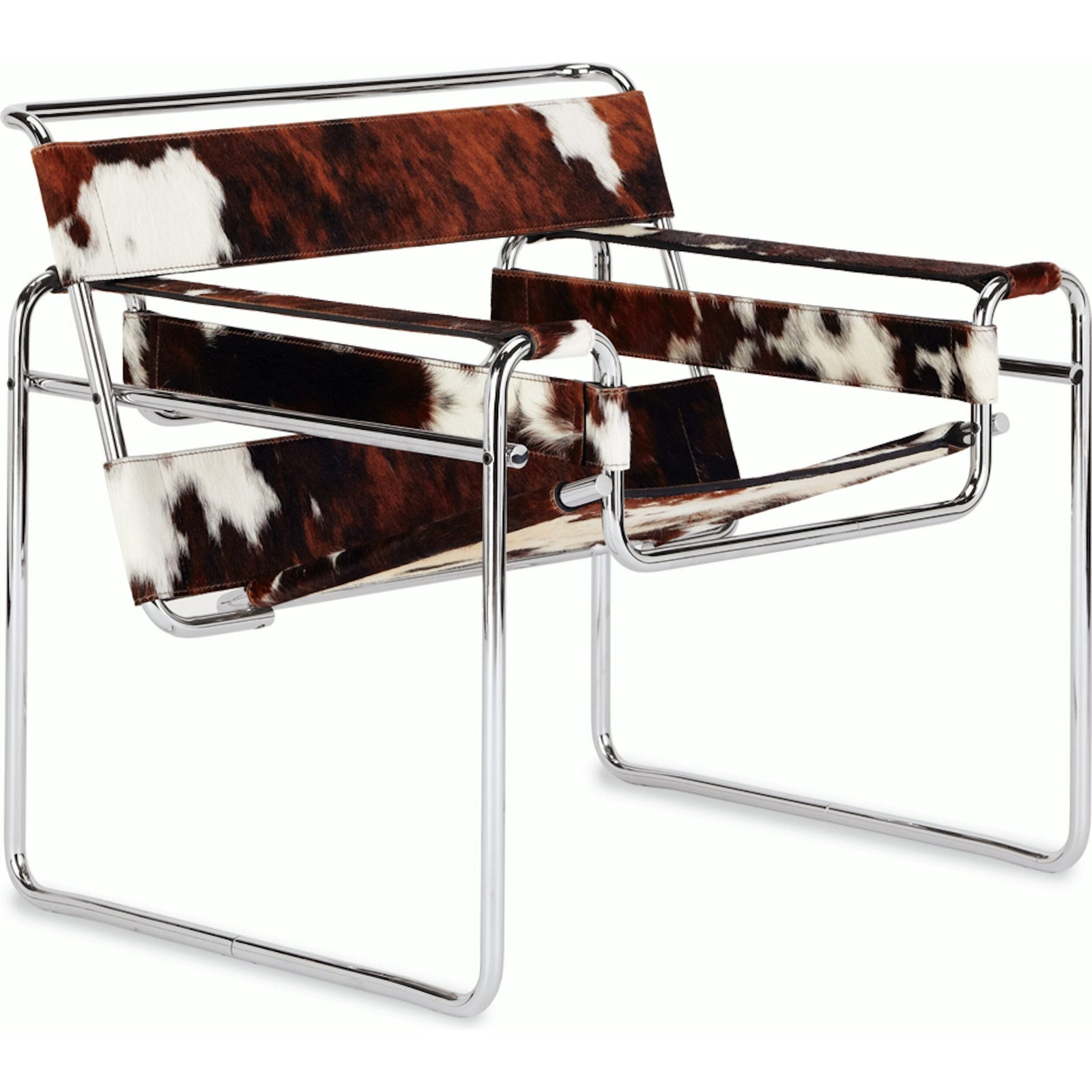 Wassily Chair lounge chair Knoll Haired Hide Tri-Color Polished Chrome