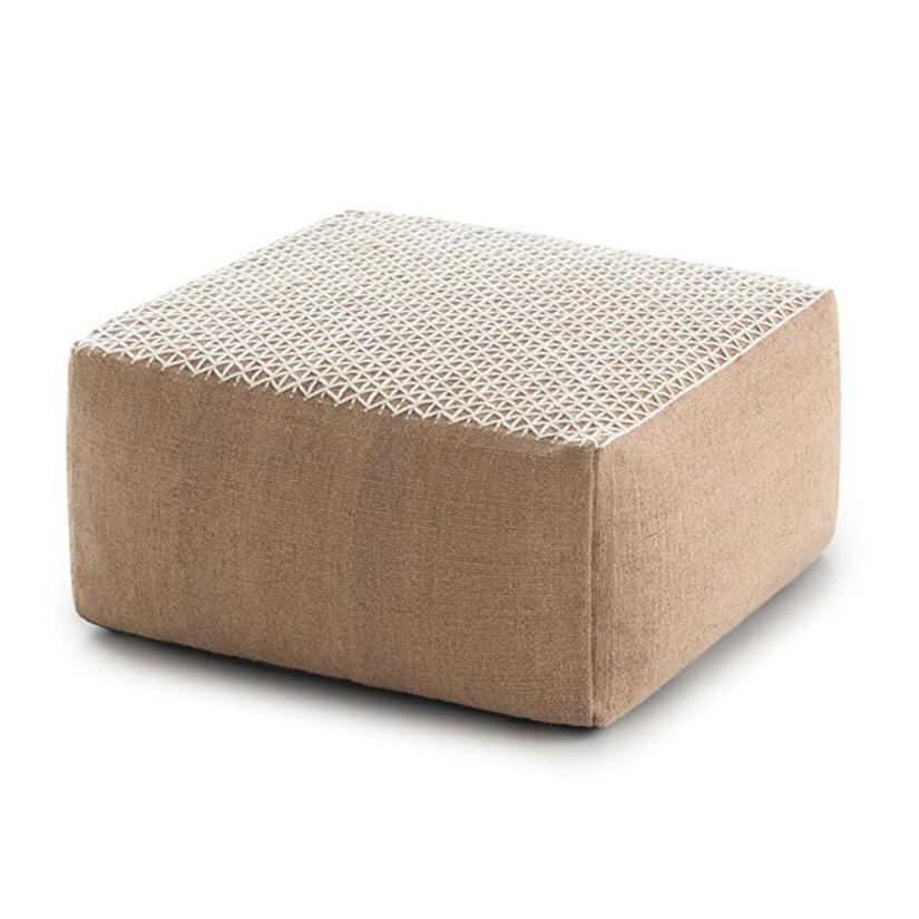 Raw Small Pouf Ottoman Gan White