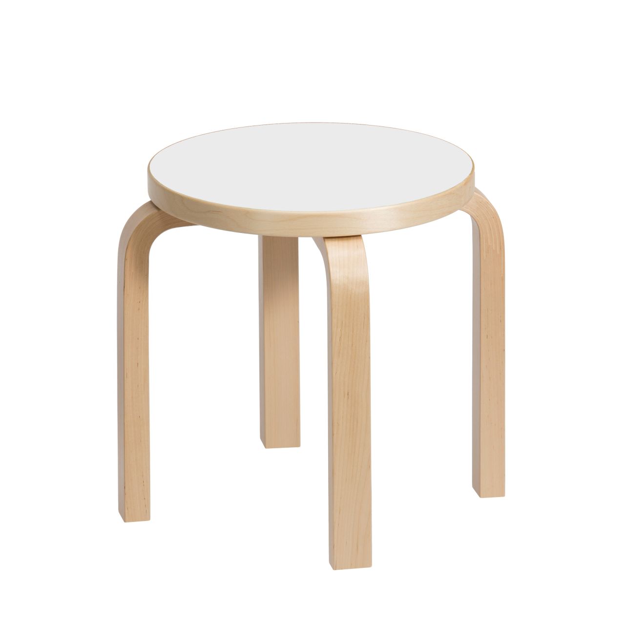 Children's Stool NE60 stool Artek IKI white HPL, Edge Natural Birch Seat - Legs Natural Lacquered